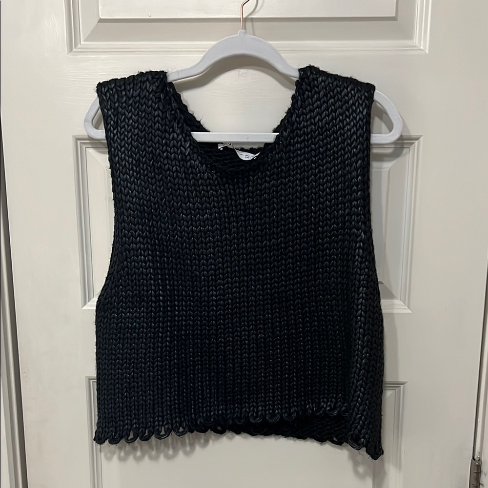 Zara Black Ribbed Crop Tank Top